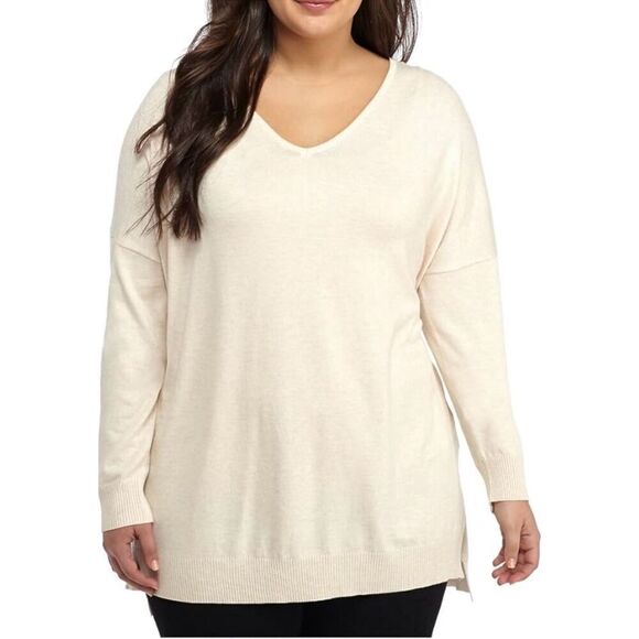 Lane Bryant Wool Sweater‎ Womens 18/20 V-neck Split Hem Lightweight Pullover - Picture 1 of 8